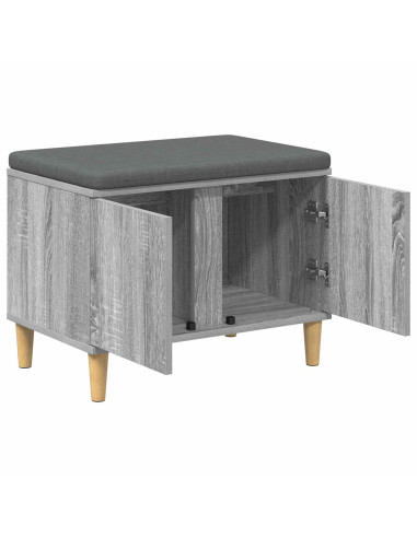 Panca per ingresso con cuscino Grigio Sonoma 60 x 38 x 46 cm