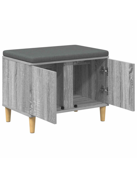 Panca per ingresso con cuscino Grigio Sonoma 60 x 38 x 46 cm