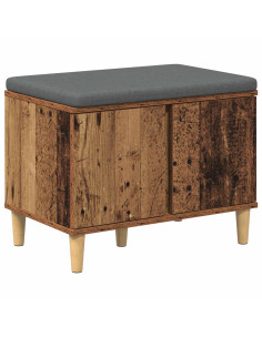 Panca per ingresso con cuscino Legno vecchio 60 x 38 x 46 cm 2