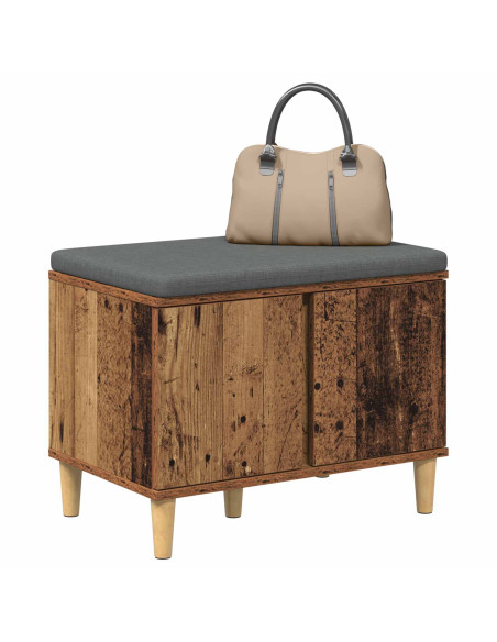 Panca per ingresso con cuscino Legno vecchio 60 x 38 x 46 cm