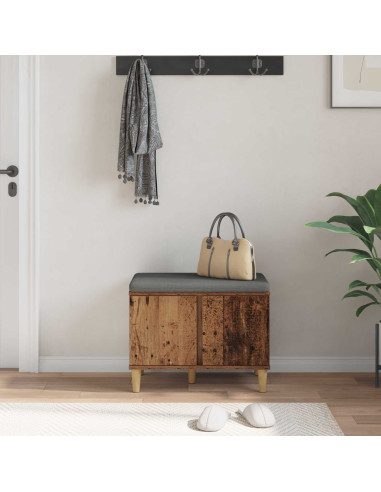 Panca per ingresso con cuscino Legno vecchio 60 x 38 x 46 cm