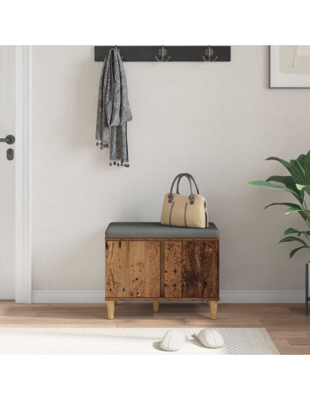Panca per ingresso con cuscino Legno vecchio 60 x 38 x 46 cm