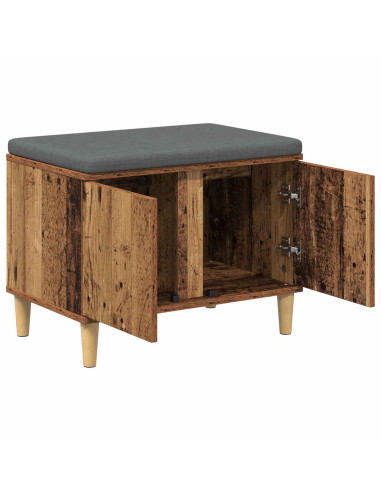 Panca per ingresso con cuscino Legno vecchio 60 x 38 x 46 cm