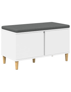 Panca per ingresso con cuscino con porta Bianco 60 x 38 x 46 cm 2