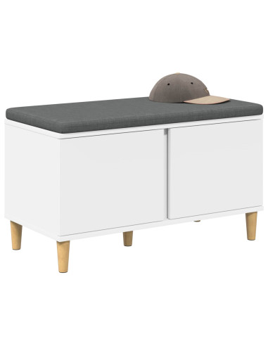 Panca per ingresso con cuscino con porta Bianco 60 x 38 x 46 cm