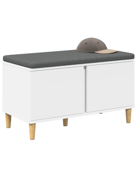 Panca per ingresso con cuscino con porta Bianco 60 x 38 x 46 cm