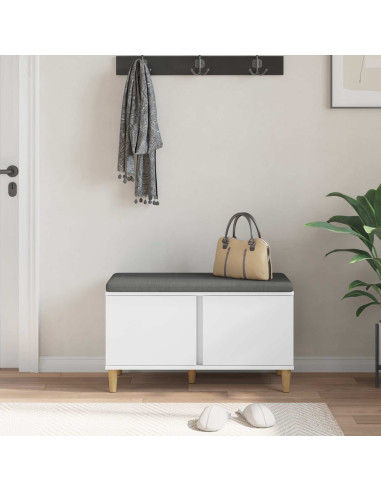 Panca per ingresso con cuscino con porta Bianco 60 x 38 x 46 cm