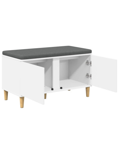Panca per ingresso con cuscino con porta Bianco 60 x 38 x 46 cm