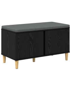 Panca per ingresso con cuscino Rovere Nero 60 x 38 x 46 cm 2