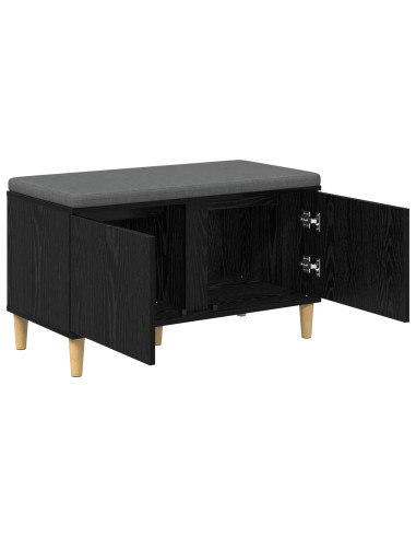 Panca per ingresso con cuscino Rovere Nero 60 x 38 x 46 cm