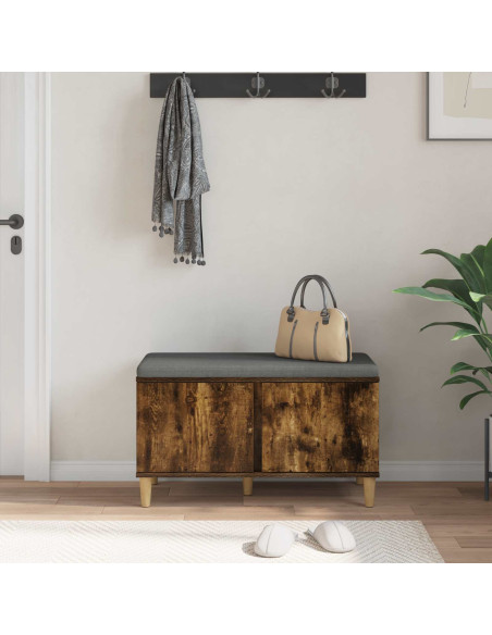 Panca per ingresso con cuscino Rovere fumé 60 x 38 x 46 cm