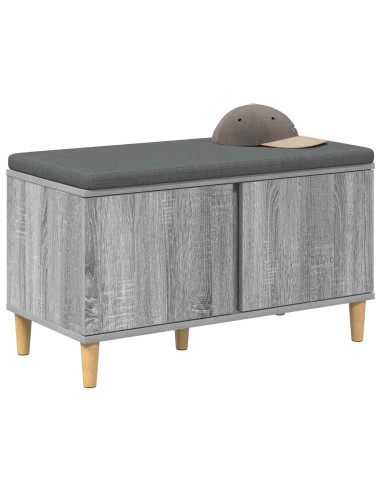 Panca per ingresso con cuscino Grigio Sonoma 60 x 38 x 46 cm