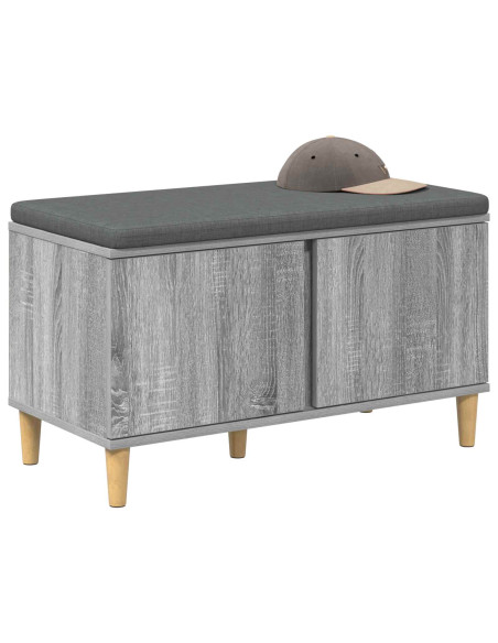 Panca per ingresso con cuscino Grigio Sonoma 60 x 38 x 46 cm