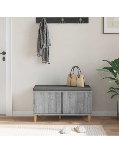 Panca per ingresso con cuscino Grigio Sonoma 60 x 38 x 46 cm