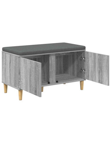 Panca per ingresso con cuscino Grigio Sonoma 60 x 38 x 46 cm