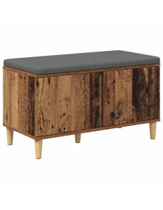 Panca per ingresso con cuscino Legno vecchio 60 x 38 x 46 cm 2