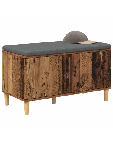 Panca per ingresso con cuscino Legno vecchio 60 x 38 x 46 cm