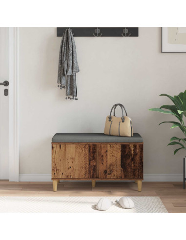 Panca per ingresso con cuscino Legno vecchio 60 x 38 x 46 cm