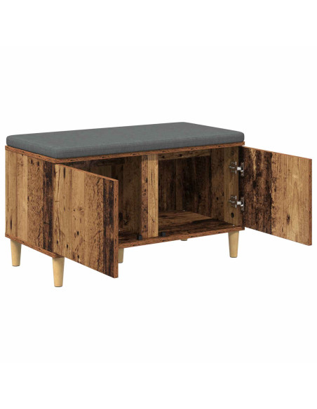 Panca per ingresso con cuscino Legno vecchio 60 x 38 x 46 cm