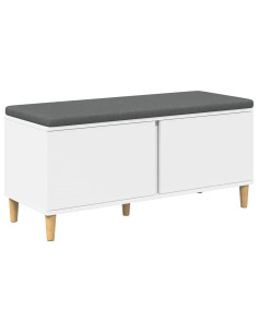 Panca per ingresso con cuscino con porta Bianco 60 x 38 x 46 cm 2