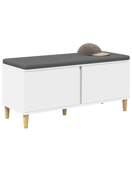Panca per ingresso con cuscino con porta Bianco 60 x 38 x 46 cm