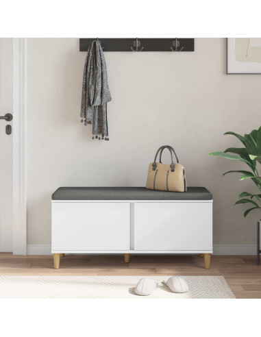 Panca per ingresso con cuscino con porta Bianco 60 x 38 x 46 cm