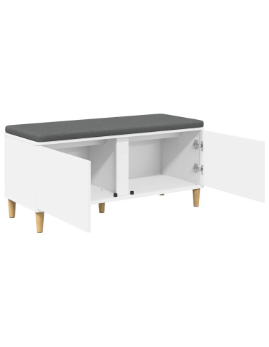 Panca per ingresso con cuscino con porta Bianco 60 x 38 x 46 cm