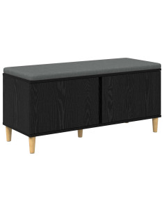 Panca per ingresso con cuscino Rovere Nero 60 x 38 x 46 cm 2