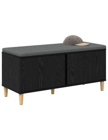 Panca per ingresso con cuscino Rovere Nero 60 x 38 x 46 cm