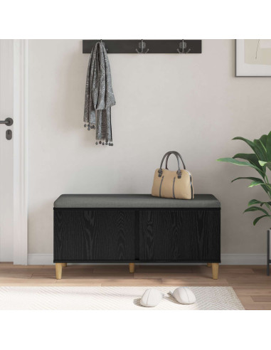 Panca per ingresso con cuscino Rovere Nero 60 x 38 x 46 cm