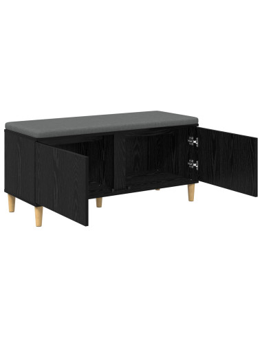 Panca per ingresso con cuscino Rovere Nero 60 x 38 x 46 cm