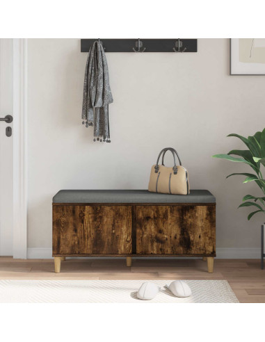 Panca per ingresso con cuscino Rovere fumé 60 x 38 x 46 cm