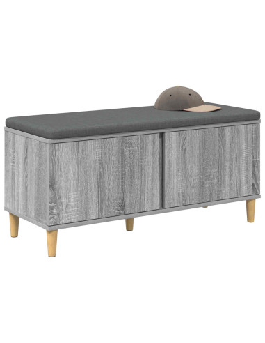 Panca per ingresso con cuscino Grigio Sonoma 60 x 38 x 46 cm