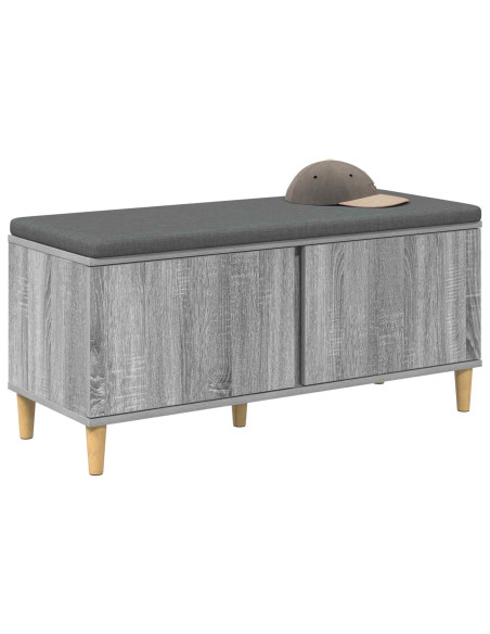 Panca per ingresso con cuscino Grigio Sonoma 60 x 38 x 46 cm