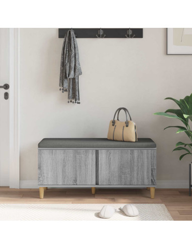 Panca per ingresso con cuscino Grigio Sonoma 60 x 38 x 46 cm