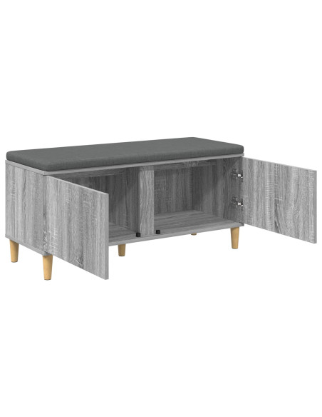Panca per ingresso con cuscino Grigio Sonoma 60 x 38 x 46 cm