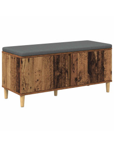Panca per ingresso con cuscino Legno vecchio 60 x 38 x 46 cm 2