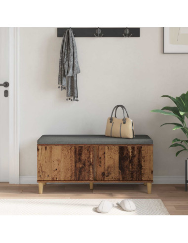 Panca per ingresso con cuscino Legno vecchio 60 x 38 x 46 cm