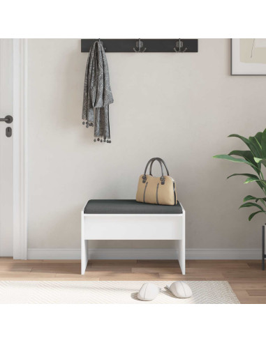Panca per ingresso con cuscino Bianco 63 x 38 x 40 cm