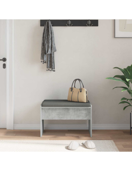 Panca per ingresso con cuscino Grigio cemento 63 x 38 x 40 cm