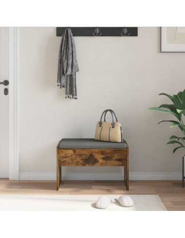 Panca per ingresso con cuscino Rovere fumé 63 x 38 x 40 cm