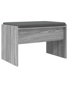 Panca per ingresso con cuscino Grigio Sonoma 63 x 38 x 40 cm 2