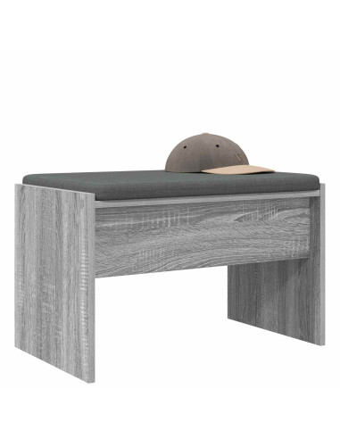 Panca per ingresso con cuscino Grigio Sonoma 63 x 38 x 40 cm