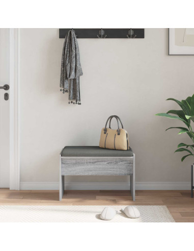 Panca per ingresso con cuscino Grigio Sonoma 63 x 38 x 40 cm