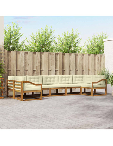 Set di divani da esterno con cuscino 7 pcs Naturale e Crema
