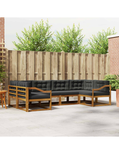 Set di divani da esterno con cuscino 6 pcs Naturale e Antracite