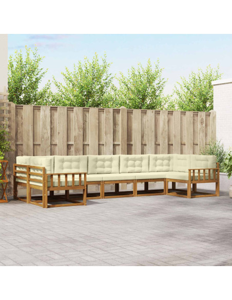 Set di divani da esterno con cuscino 7 pcs Naturale e Crema