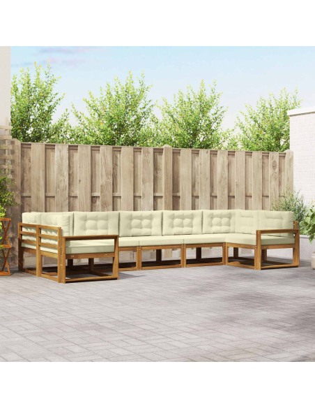 Set di divani da esterno con cuscino 7 pcs Naturale e Crema