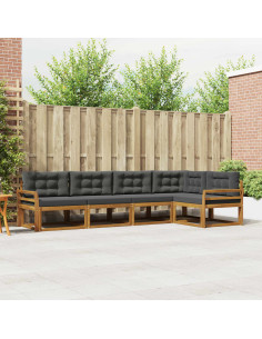 Set di divani da esterno con cuscino 5 pcs Naturale e Antracite