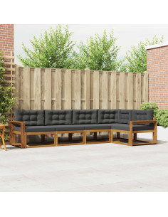 Set di divani da esterno con cuscino 5 pcs Naturale e Antracite